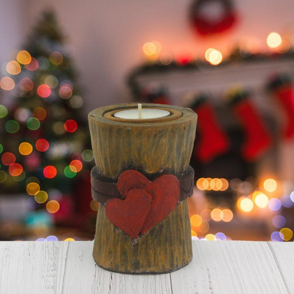 6,5X10Cm Log Candle with Heart