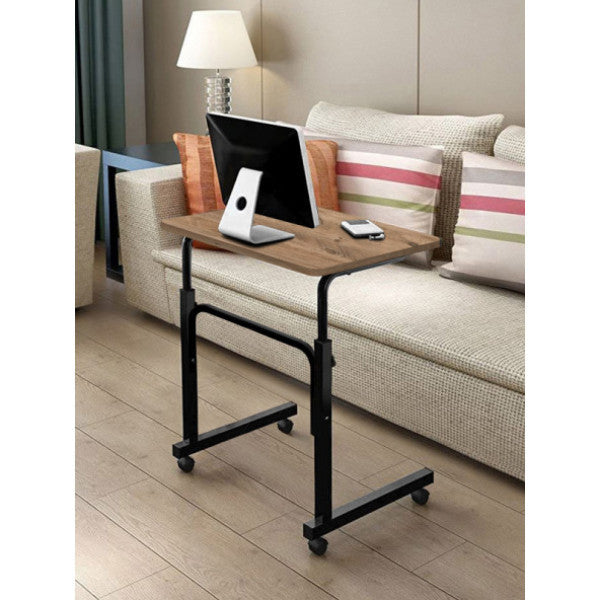 Height Adjustable Laptop Stand And Study Desk - Walnut (With Wheels)