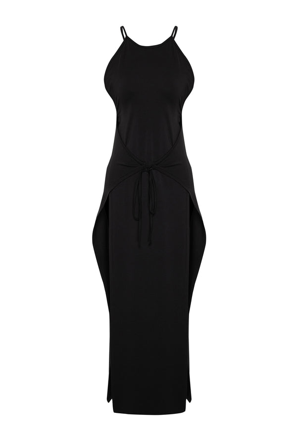 Trendyolmilla Women's Black Plain Maxi Suspended Beachwear Fitted Dress