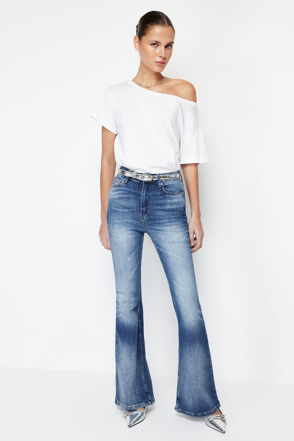Trendyolmilla Women's Plain Flare High Waist Jeans