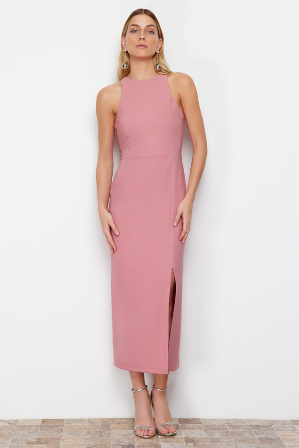 Trendyolmilla Women's Pink Plain Maxi Sleeveless Day / Night Regular Dress