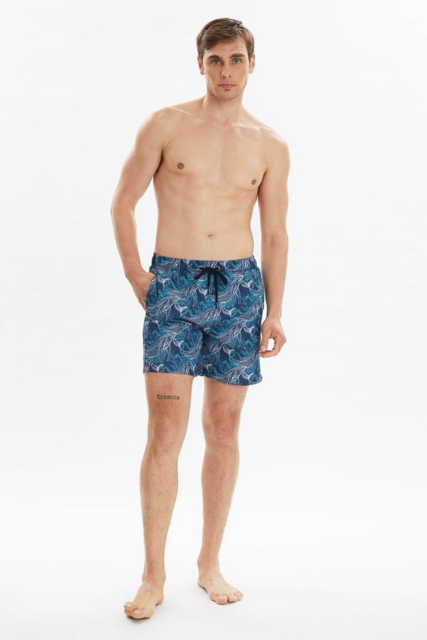 TRENDYOL MAN Men's Printed Standard Size Marine Shorts TMNSS20DS0005