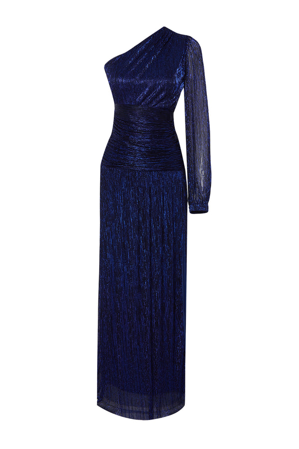 Trendyolmilla Women's Navy Blue Plain Maxi Long Prom Fitted Evening Dress & Prom Dress