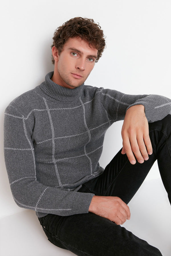 TRENDYOL MAN Men's Turtleneck Slim Fit Knitwear Sweater TMNAW21KZ0398