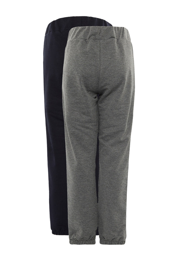 TRENDYOLKIDS Black-Grey 2-Pack Boy Knitted Slim Sweatpants TKDAW23EA00017