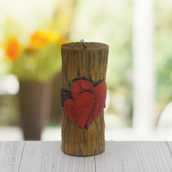 4X10 Cm Log Candle with Heart