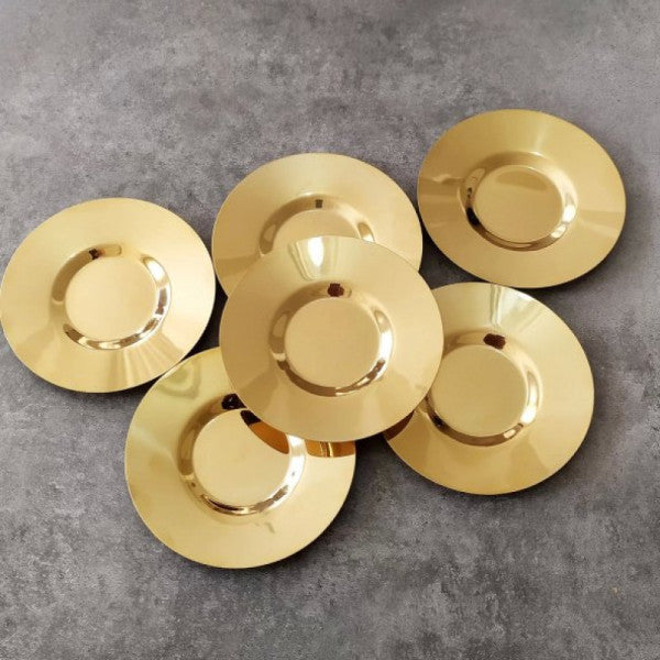 Tiamo Heybeli Stainless Steel Gold Tea Plate - 6 Pieces
