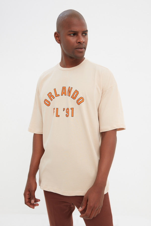 Trendyol Man Men's Oversize Fit 100% Cotton Crew Neck Printed T-Shirt Tmnss22Ts0304