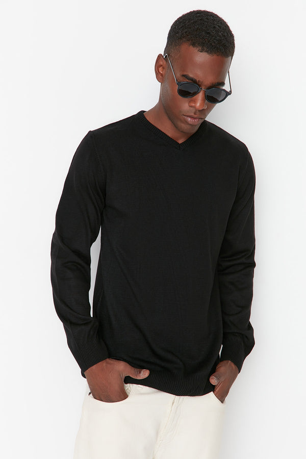 Trendyol Man Men's Slim Fit V-Neck Basic Sweater Tmnaw21Kz0757