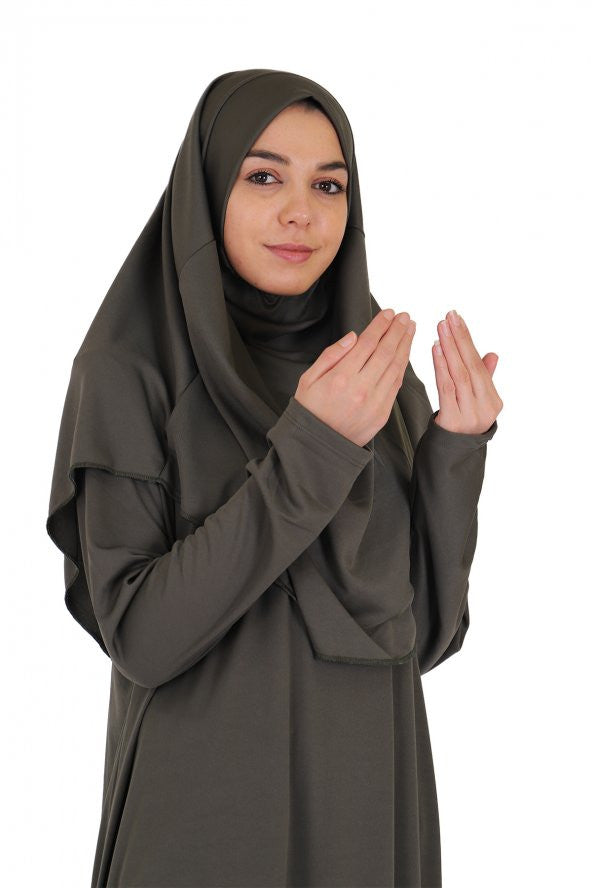 Dark Khaki Non-Zipper Prayer Dress