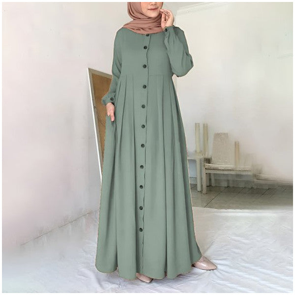 Barbora Linen Daily Summer Full Length Hijab Women's Dress Ln391Khaki1