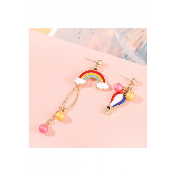 Special Design Hanging Balloon And Rainbow Figured Earrings