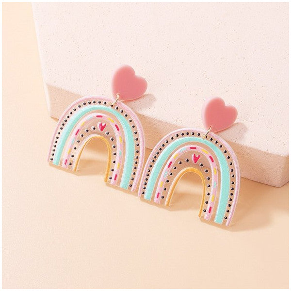 New Design Colorful Heart Acrylic Modern Women's Earrings