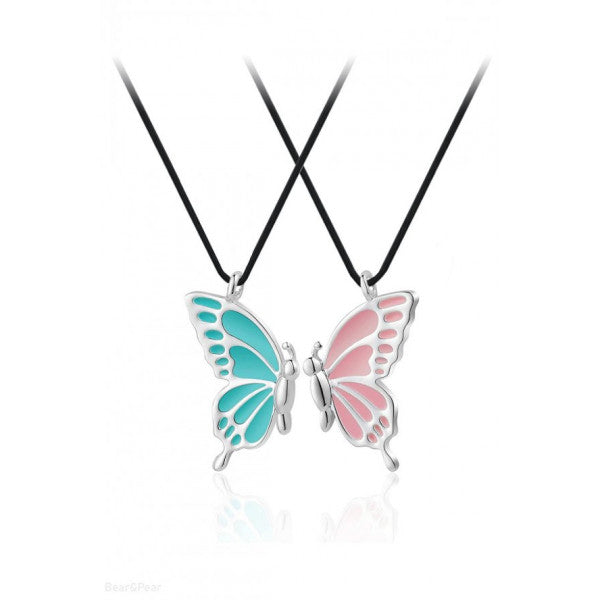 2 pcs Butterfly Necklace Complementing Each Other Magnetic Best Friends Necklace