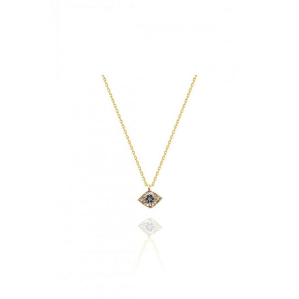 Rhodium Plated Gold Color Eye Necklace with Zircon Stone
