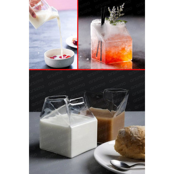 Milk Box Shaped Heat Resistant Borosilicate Glass 350 Ml