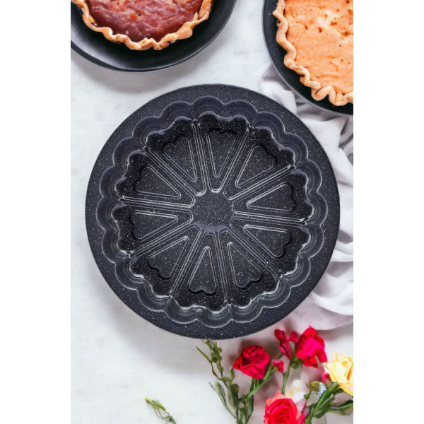 Granite Pie Cake Parfait Dessert Mold with Heart Pattern | Granite Oven Cake Baking Mold with Heart 30 Cm