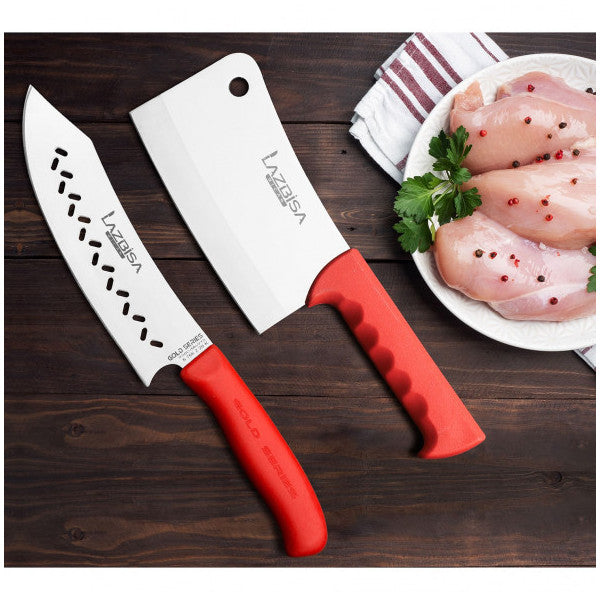 Lazbisa Kitchen Knife Set Chef Knife Curved Chef 2K Chicken Meat Bone Cleaver Set 2 Pcs