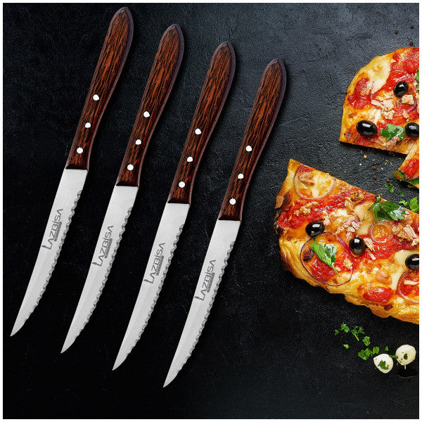 Lazbisa Kitchen Knife Set Steak Meat Knife Restaurant Meat Cutting Chopping Fruit Vegetable Knife Stylish Wenge Wood Handle