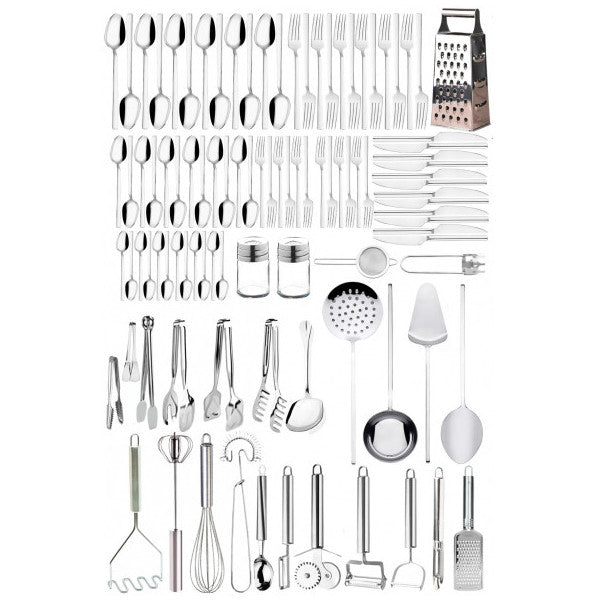 Selenica 100 Piece Serving Presentation Fork Spoon Knife Set 12 Piece Dinnerware Serving Ladle Set