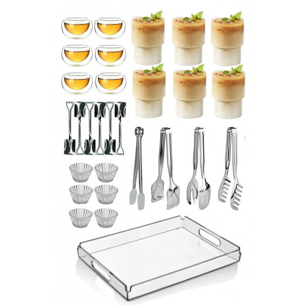 29 Piece Coffee Set Pinterest Glass Walled Snack Bowl Dessert Spoons Tongs Set Glass Snack Bowl Tray