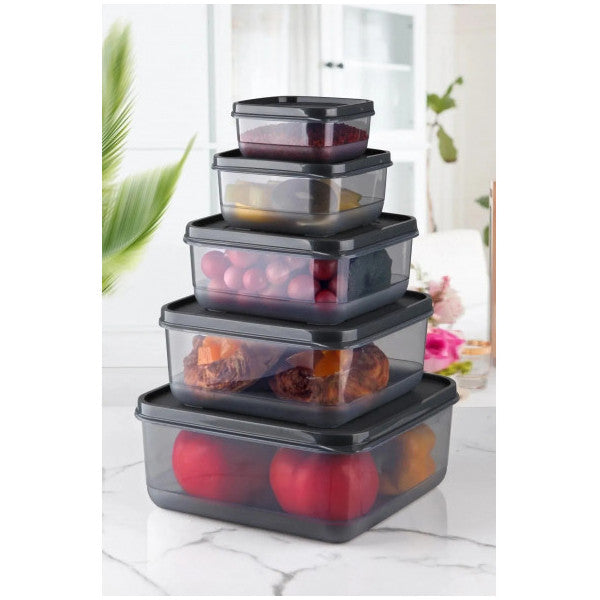 Airtight Food Containers - Set Of 9 Black (0.5l)