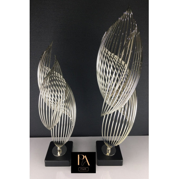 Palpe Silver Helix Set Of 2 Metal Figurine Object Home Accessory Table Console Coffee Table Dresuit Living Room Office Decor