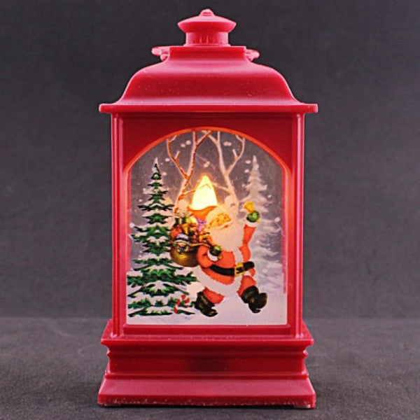 Santa Claus New Year Themed LED Flickering Candle Mini Lantern with Hanging Handle Red