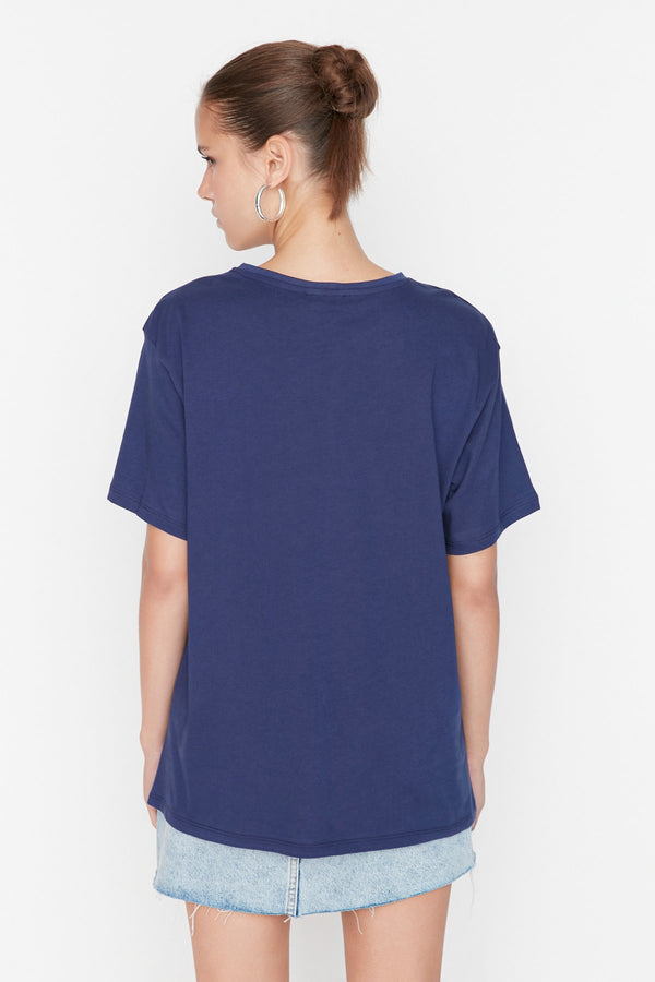 Trendyolmilla Printed Boyfriend Knitted T-Shirt Twoss22Ts1304