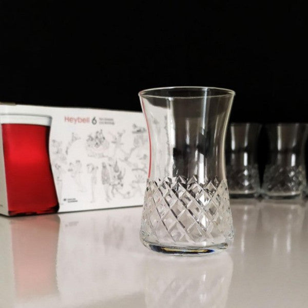 Pasabahce Heybeli Cut Diamond Decorative Tea Cup - 6 Pieces