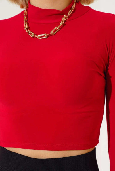 Half-Neck Blouse Red