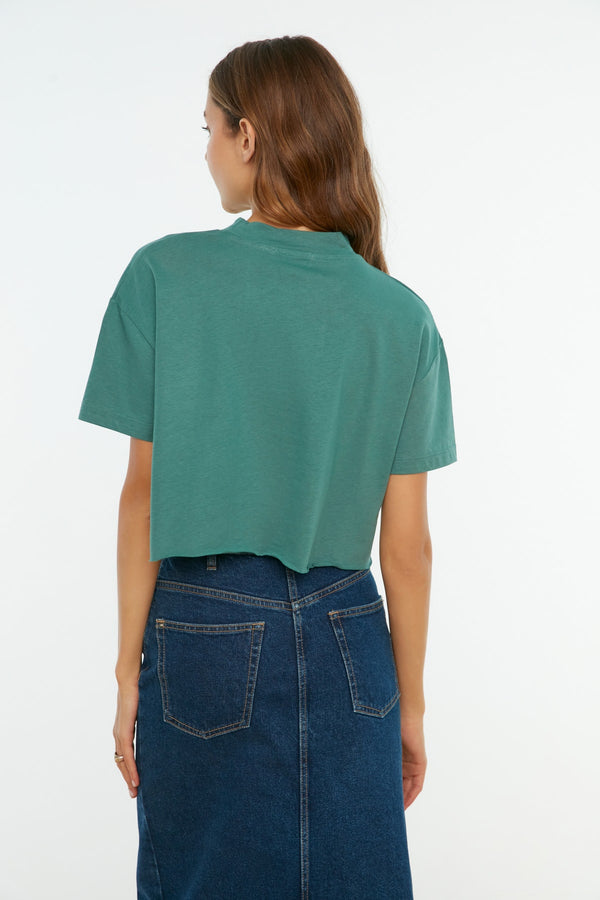 Trendyolmilla Orange Crop Knitted T-Shirt Twoss20Ts0287