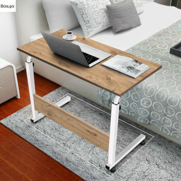 Height Adjustable Desk - Atlantic Pine White (With Wheels) 80X40