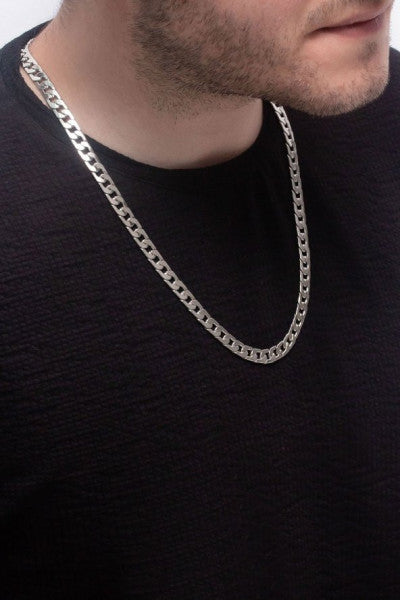 Men's Silver Steel Chain Necklace Gift Accessory
