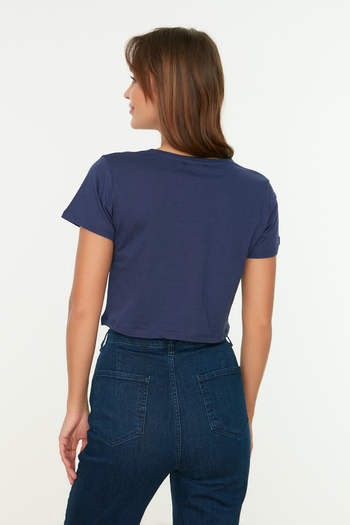 Shirts & Tops |  Trendyolmilla 100% Cotton Single Jersey Crew Neck Crop Knitted T-Shirt Twoss20Ts0135.