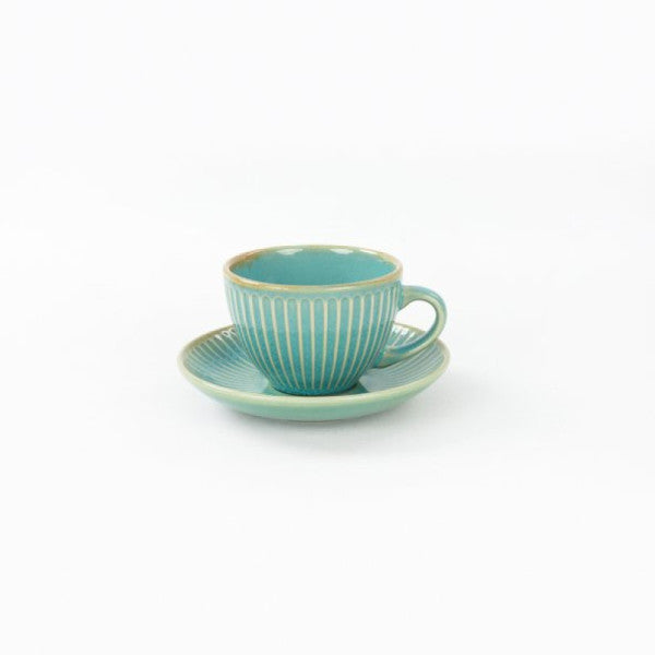 Keramika Teal Myra Tea Cup Set | 12 Pieces - Q06