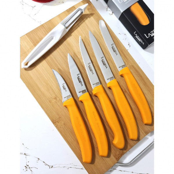Lazbisa Kitchen Knife Set Meat Vegetable Fruit Bread Knife 3 Pcs Gold Series