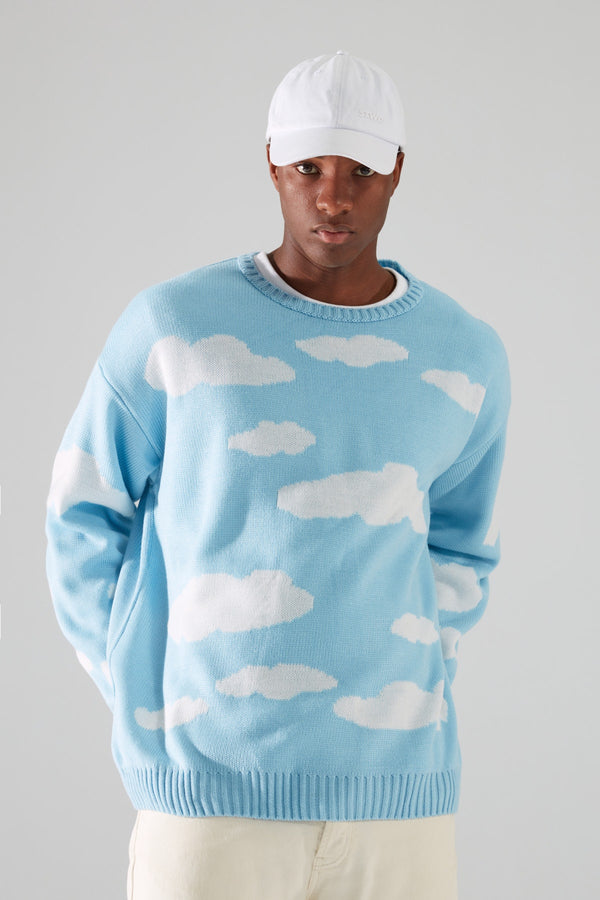 TRENDYOL MAN Men's Crew Neck Oversize Cloudy Knitwear Sweater TMNAW21KZ2930