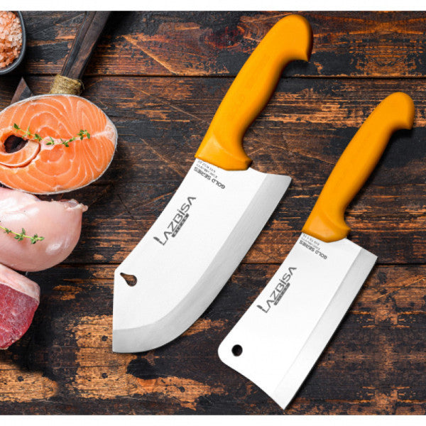Lazbisa Kitchen Knife Set Meat Bone Chicken Butcher Mincer Gold Series Set of 2