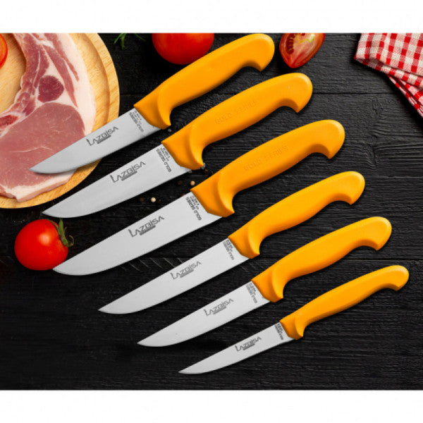 Lazbisa Kitchen Knife Set Meat Butcher Vegetable Fruit Bread Knife Gold Series Set of 6