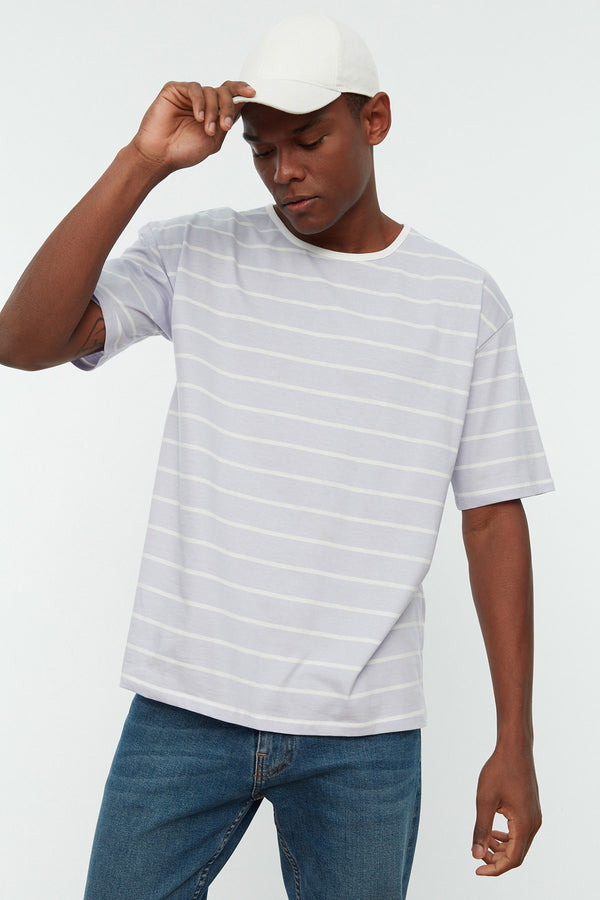 Trendyol Man Men's Relaxed Fit Crew Neck Short Sleeve Striped T-Shirt Tmnss22Ts0299