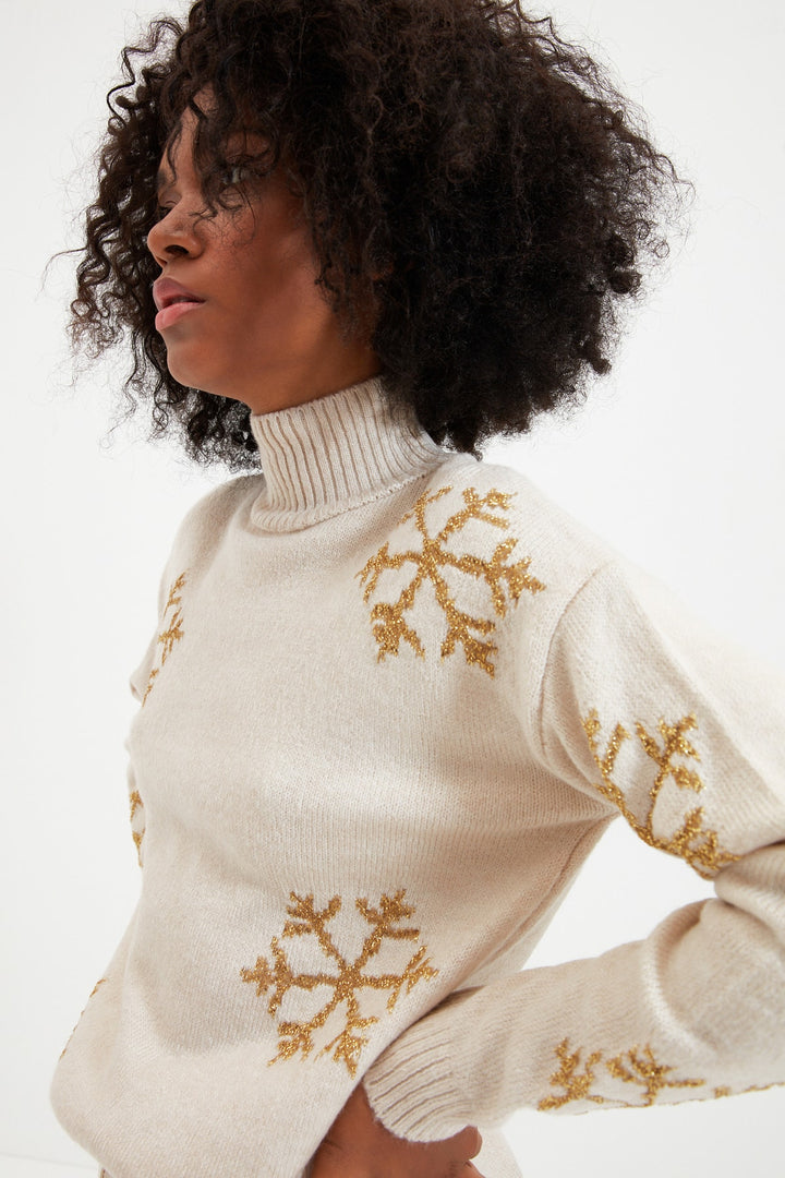 Knitted Vest |  Trendyolmilla Christmas Themed Glitter Beard Knitwear Sweater Twoaw21Kz0356.