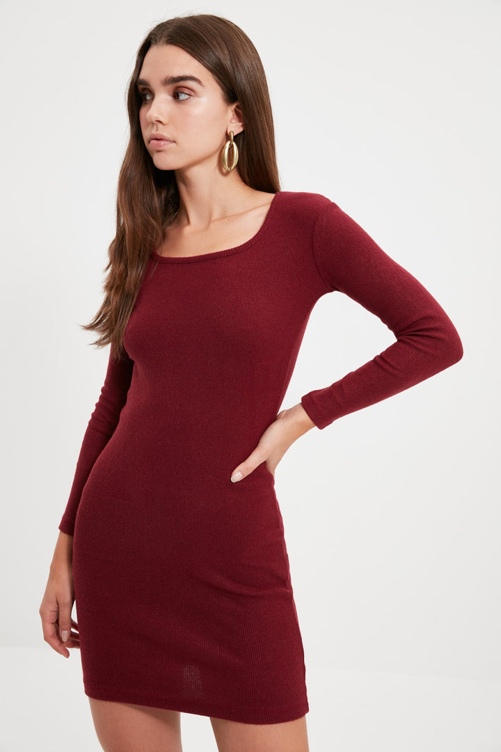 Dress |  Trendyolmilla Claret Red Square Collar Dress Twoaw21El2241.