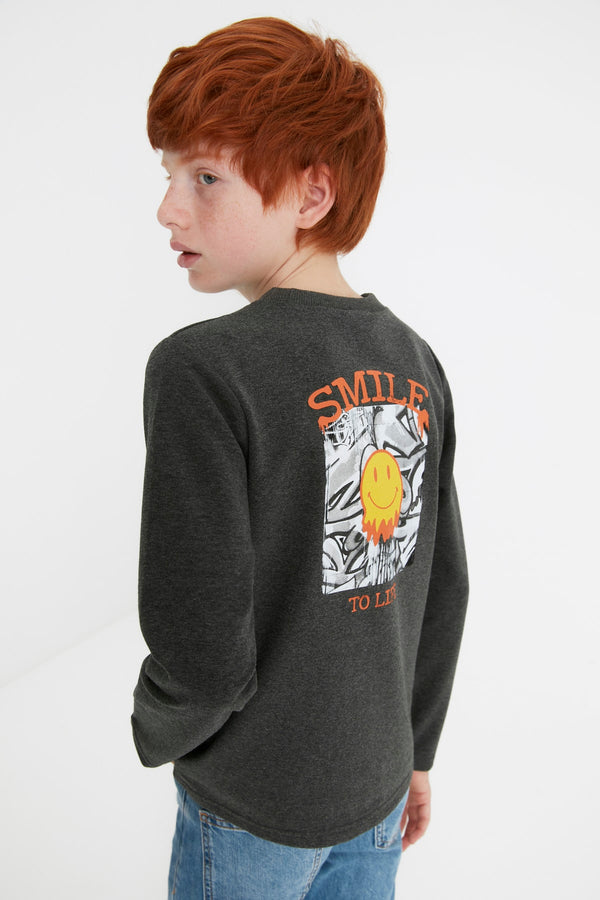 TRENDYOLKIDS Printed Boy's Knitted Slim Sweatshirt TKDAW22SW1939