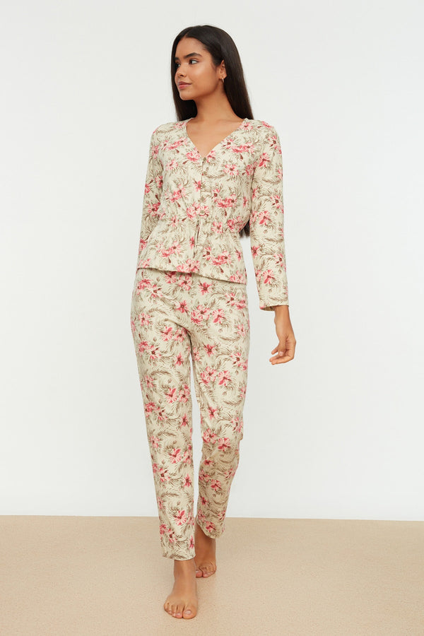 Underwear |  Trendyolmilla Floral Pattern Knitted Pajamas Set Thmaw21Pt0237.