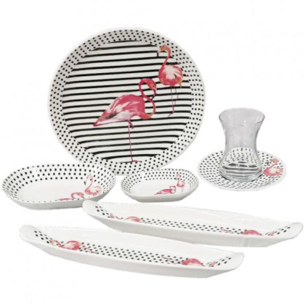 Penguen Flamingo 30 Piece Porcelain Breakfast Set Png-5000-3