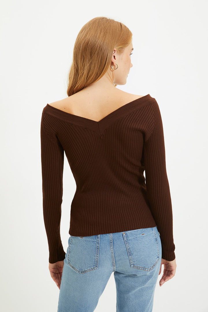 Knitted Vest |  Trendyolmilla V Neck Corduroy Knitwear Sweater Twoaw21Kz1225.
