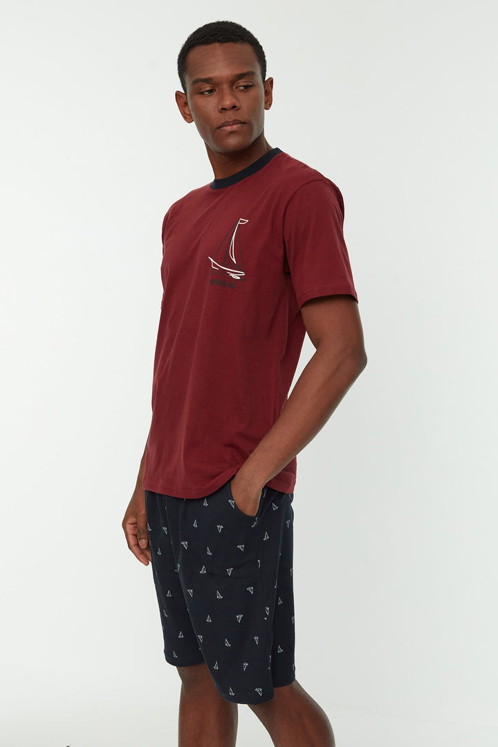 Underwear |  Trendyol Man Men's Printed 3-Piece Suit Pants- Shorts Knitted Pajamas Set Thmss21Pt0477.