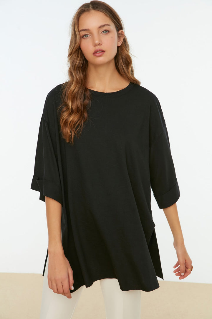 Shirts & Tops |  Trendyolmilla Double Sleeve Wide Cut Asymmetrical Boyfriend Knitted T-Shirt Twoss20Ts0828.