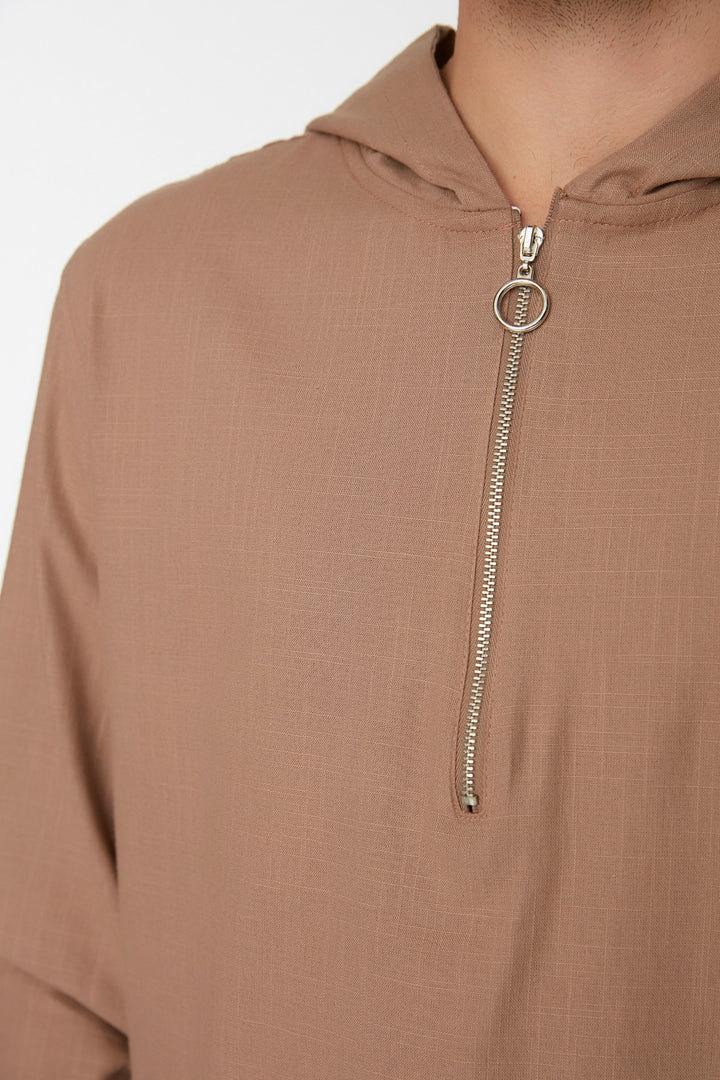 Wetsuit Tops |  Trendyol Man Men's Regular Fit Half Pat Zippered Hooded Shirt Tmnss20Go0098.